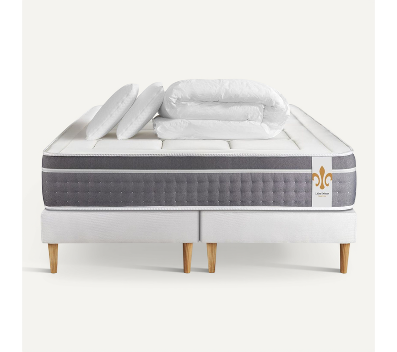 Ensemble Le Trente 180 X 200 Cm Double Sommiers Blanc - Ressorts Ensachés Et Mémoire De Forme
