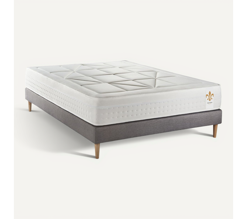 Ensemble Matelas Ressorts Ensachés Et Mémoire De Forme 140x190 Vingt-huit Ep:28cm - Sommier Gris
