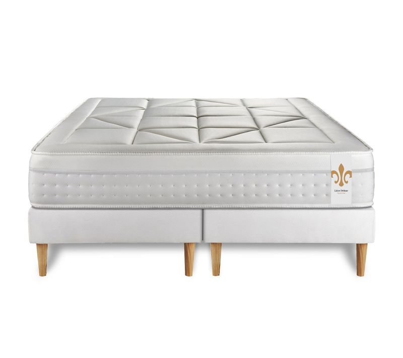 Ensemble Matelas Ressorts Ensachés Et Mémoire De Forme 200x200 Vingt-huit Ep:28cm - Sommier Blanc