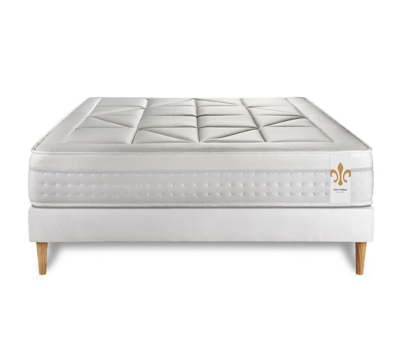 Ensemble Matelas Ressorts Ensachés Et Mémoire De Forme 200x200 Vingt-huit Ep:28 Cm - Sommier Kit Bla