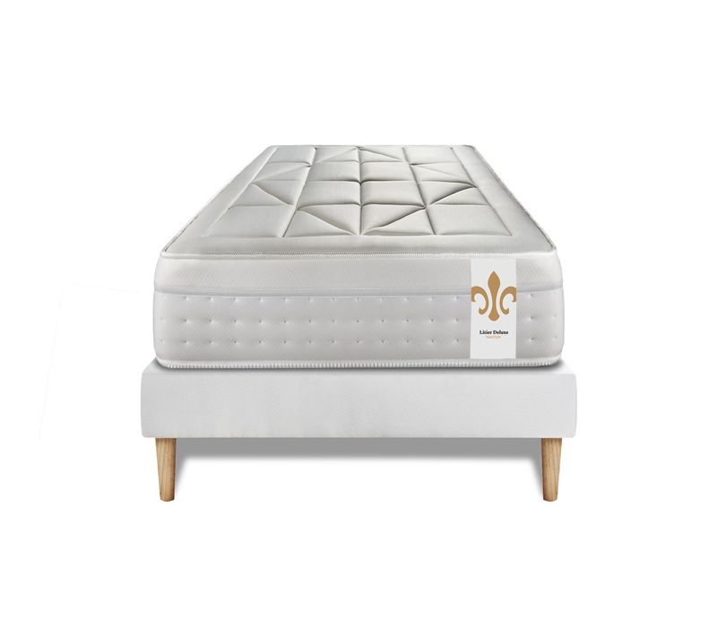 Ensemble Matelas Ressorts Ensachés Et Mémoire De Forme 90x200 Vingt-huit Ep:28 Cm - Sommier Kit Blan