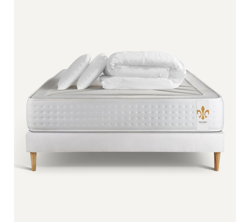 Ensemble Vingt-quatre 180 X 200 Cm Sommier Kit Blanc - Ressorts Ensachés Et Mémoire De Forme