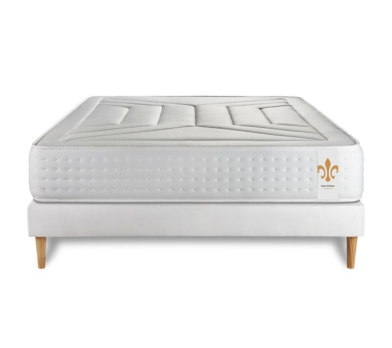 Ensemble Matelas Ressorts Ensachés Et Mémoire De Forme 200x200 Vingt-quatre Ep:24 Cm - Sommier Kit B