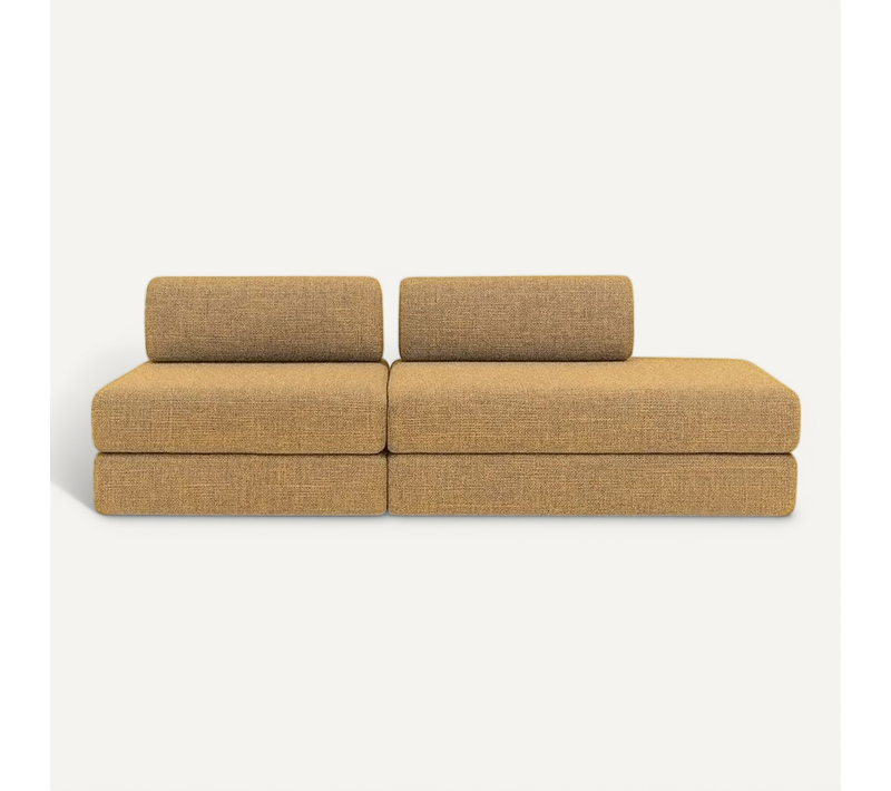 Canapé Droit Convertible 3 Places - Tissu Tweed - Jaune
