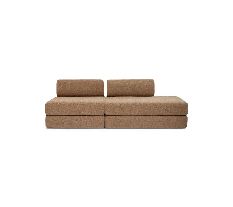 Canapé Droit Convertible 3 Places - Tissu Tweed - Marron