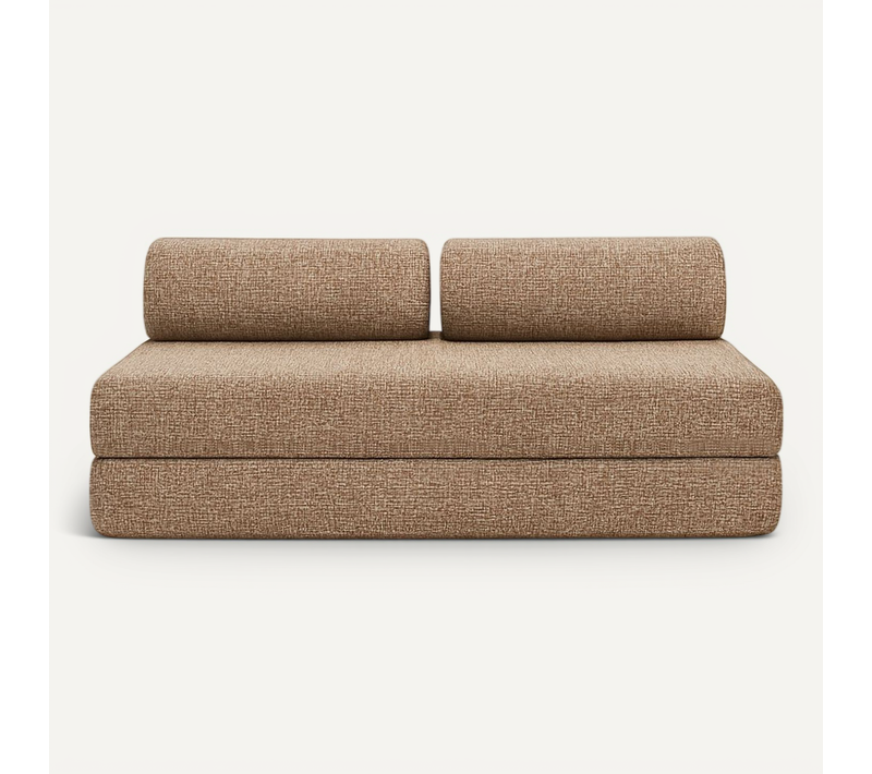 Canapé Droit Convertible 3,5 Places - Tissu Tweed - Marron