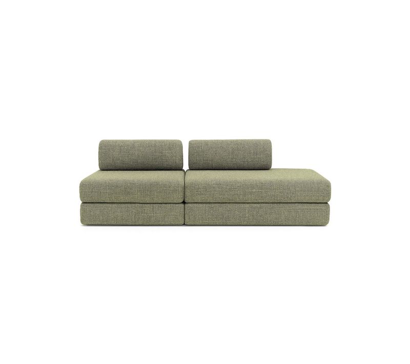 Canapé Droit Convertible 3 Places - Tissu Tweed - Vert