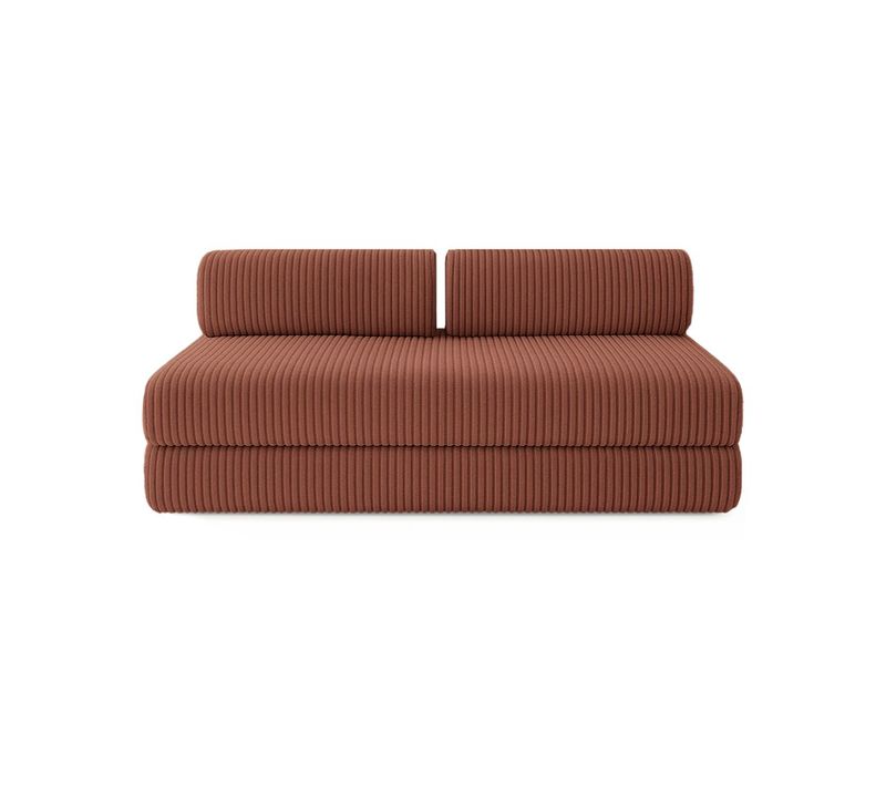 Canapé Droit Convertible 3,5 Places - Velours Côtelé XL - Terracotta