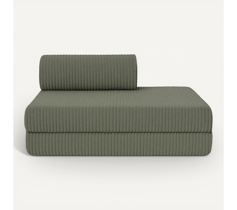 Canapé Droit Modulable Et Convertible 2 Places - Velours Côtelé XL - Vert