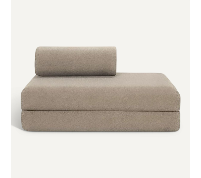Canapé Droit Modulable Et Convertible 2 Places - Tissu Lisse - Taupe