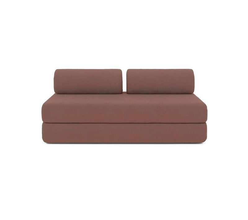 Canapé Droit Convertible 3,5 Places - Tissu Lisse - Terracotta