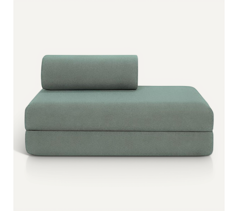 Canapé Droit Modulable Et Convertible 2 Places - Tissu Lisse - Bleu Vert