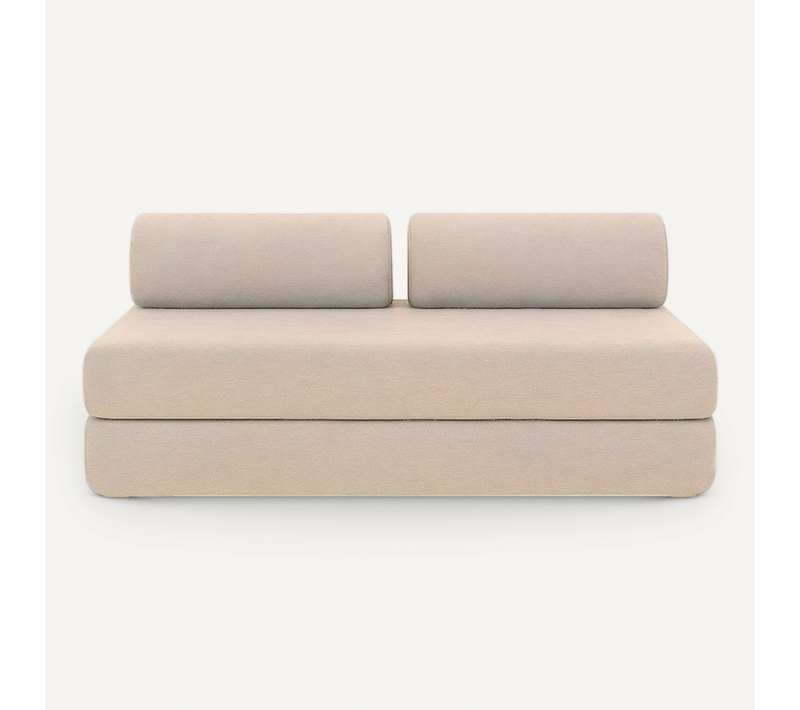 Canapé Droit Convertible 3,5 Places - Tissu Lisse - Beige