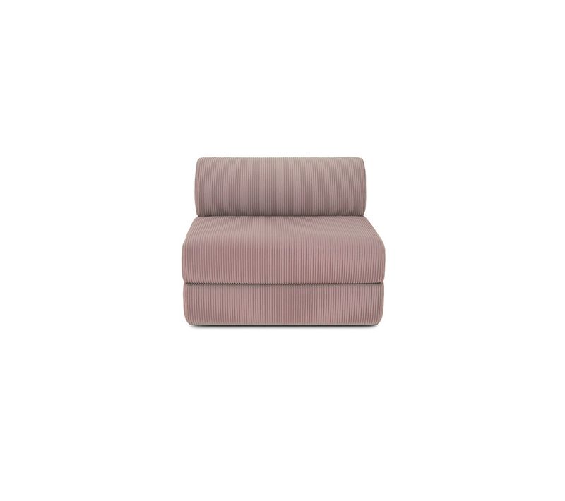 Fauteuil Modulable Et Convertible - Velours Côtelé - Rose Pâle