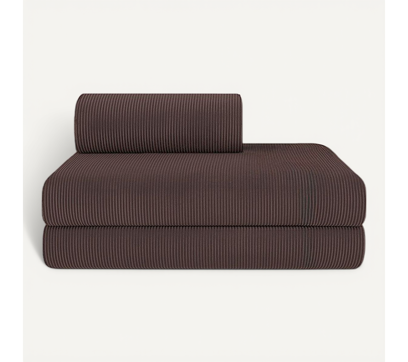 Canapé Droit Modulable Et Convertible 2 Places - Velours Côtelé - Marron