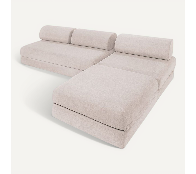 Canapé D'angle Convertible 6 Places - Tissu Imperméable - Gris