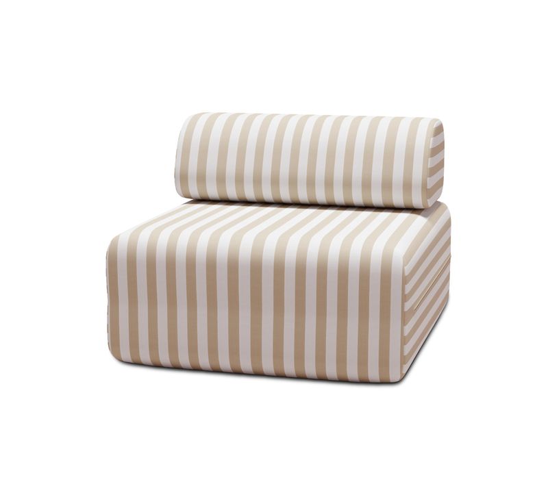 Fauteuil Modulable - Tissu Extérieur à Rayures, Blanc Et Beige