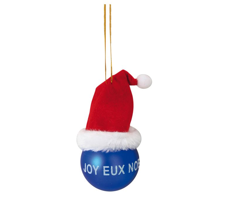 Boule De Noel Bleu Avec Bonnet