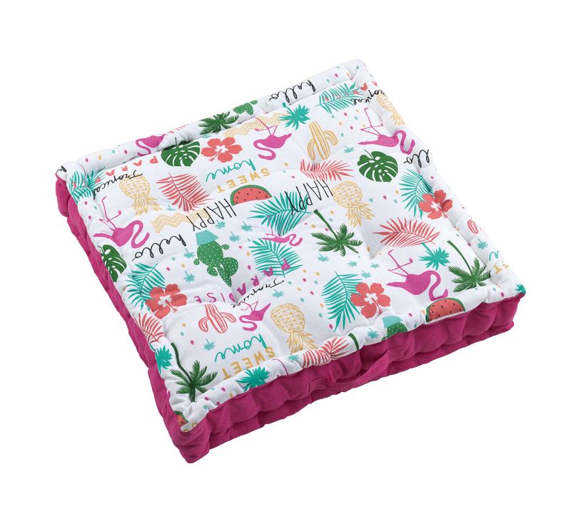 Coussin De Sol Matelassé Flamant Rose 60cm