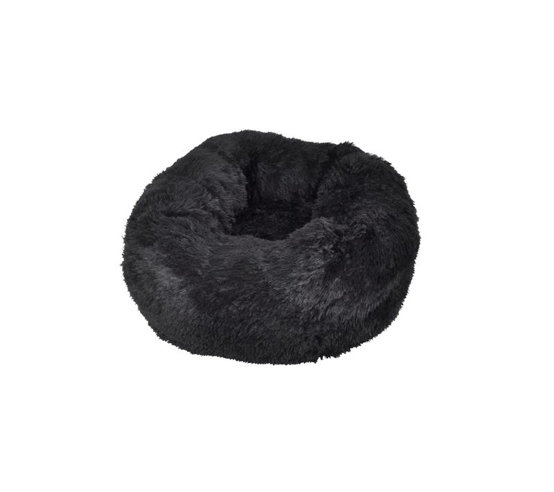 Coussin Rond Fluffy Noir