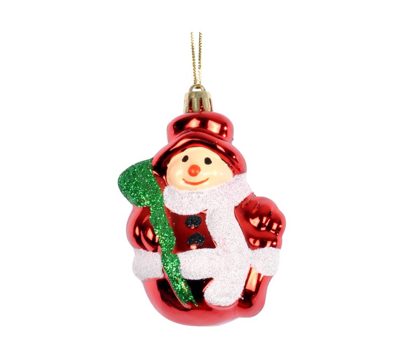 1 Boule De Noel Bonhomme De Neige Rouge