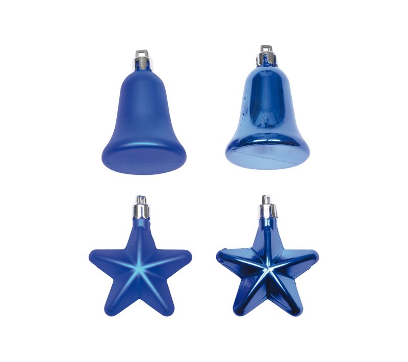 Set De 4 Decorations De Noel Cloches Et Etoiles Bleu