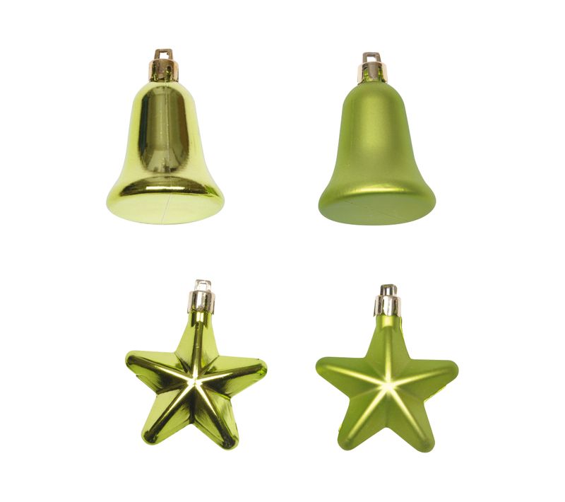 Set De 4 Decorations De Noel Cloches Et Etoiles Vert