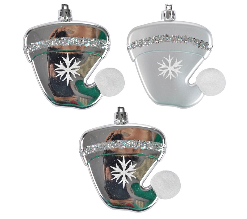 Set De 3 Suspensions Bonnet De Noel Argent