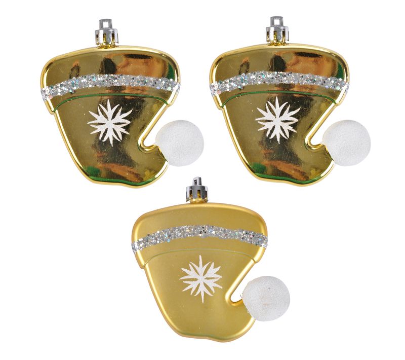 Set De 3 Suspensions Bonnet De Noel Or