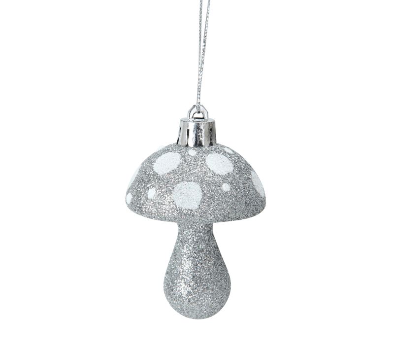Set De 4 Suspensions Champignon De Noel Argent