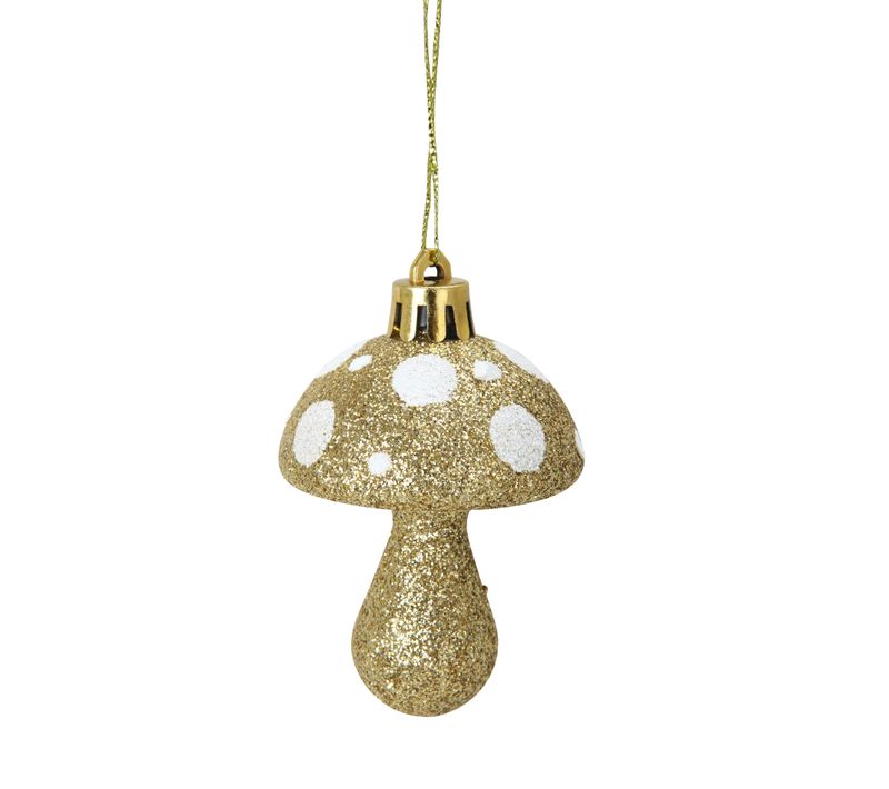 Set De 4 Suspensions Champignon De Noel Or