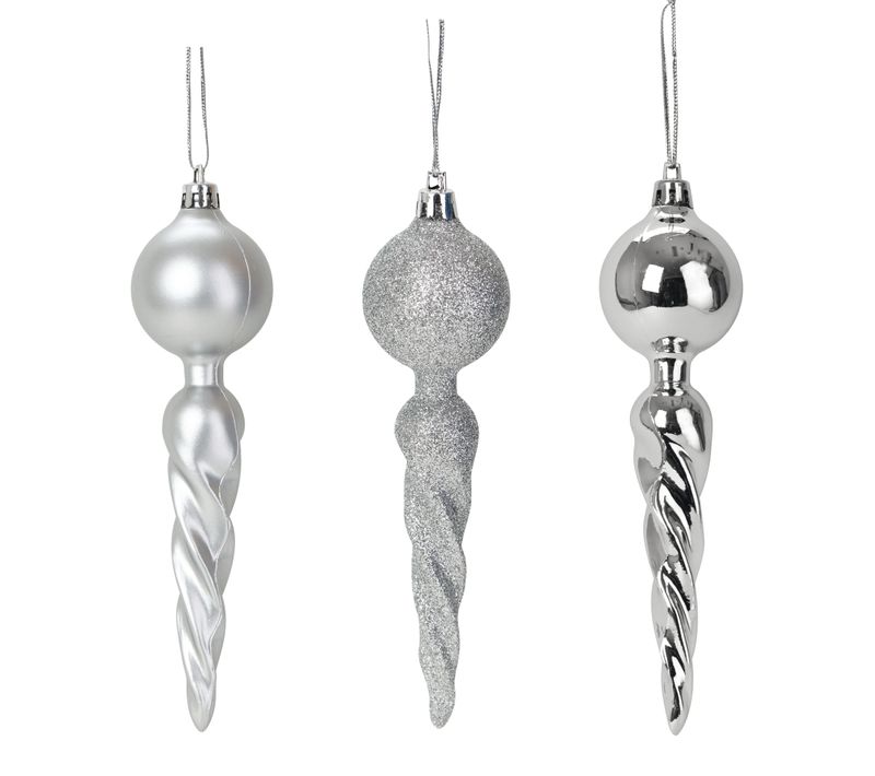 Set De 3 Suspensions Torsadees De Noel Argent