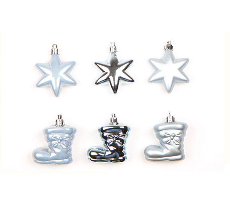 6 Boules De Sapin De Noel Botte Bleu Ciel