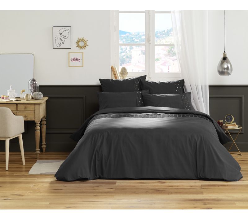Housse De Couette Agathe Poivre Anthracite 220x240cm