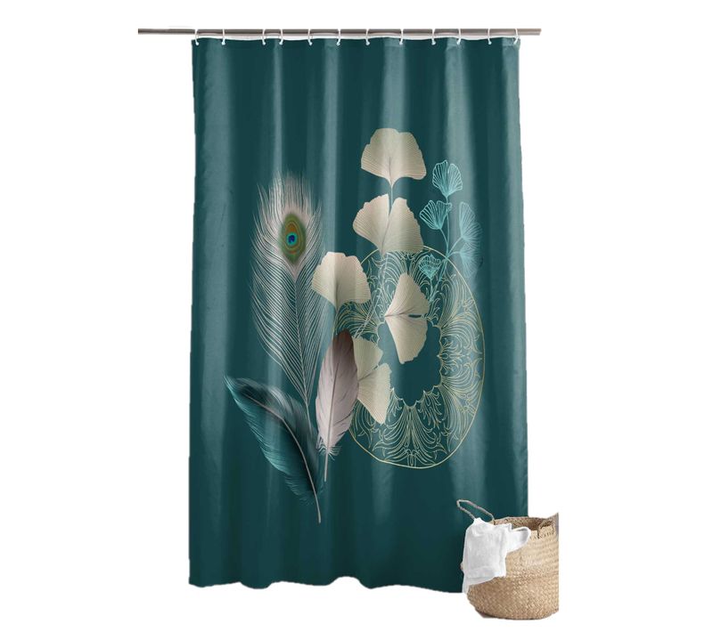 Rideau De Douche Paon Ginko-blue