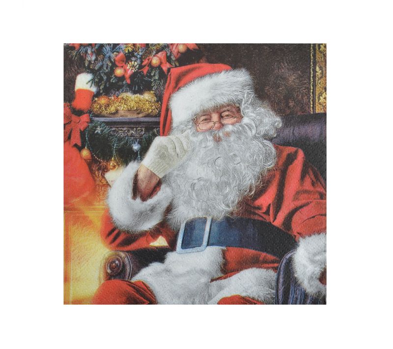 Lot De 20 Serviettes En Papier Pere Noel Dans Son Fauteuil