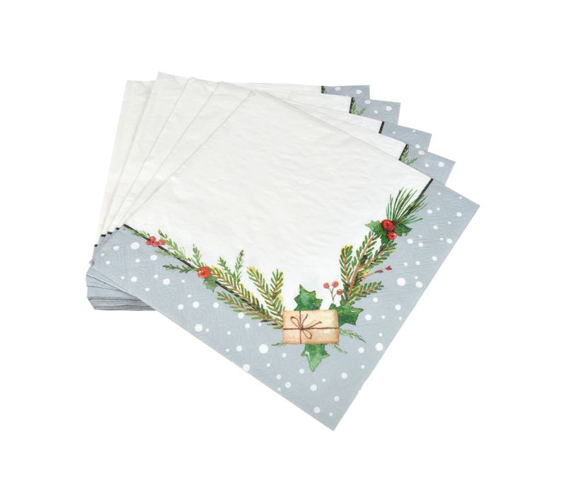 Lot De 20 Serviettes En Papier Branche De Sapin