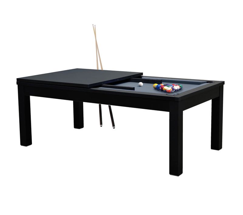 Table De Billard Convertible Noire Tapis Gris - Eddie