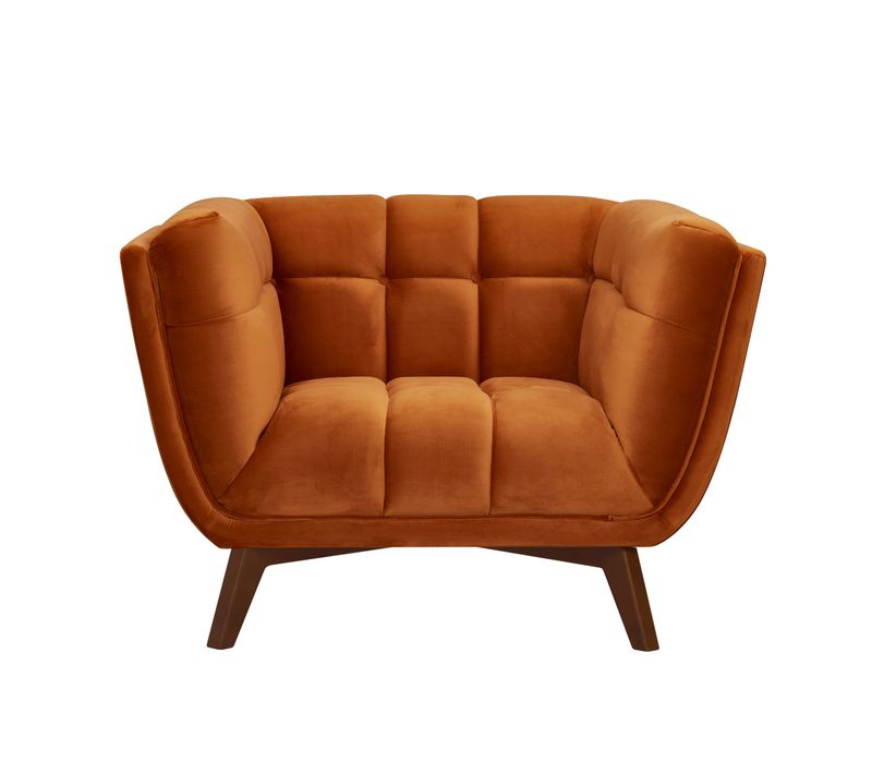 Fauteuil En Velours Orange Curcuma - Mona
