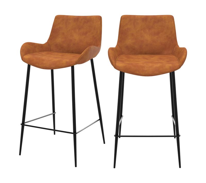 Lot De 2 Chaises Pour Îlot Central 65 Cm En Cuir Synthétique Camel - Pirata