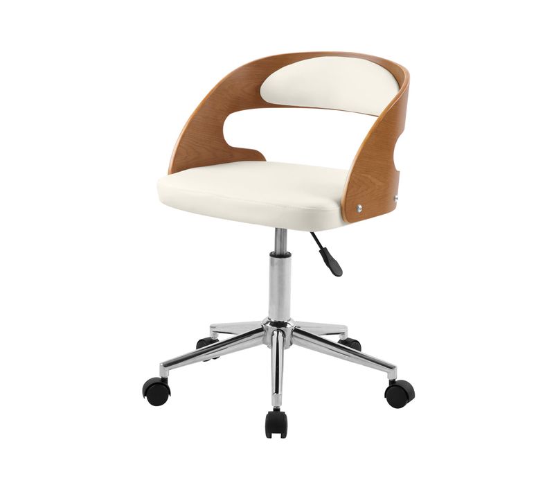 Chaise De Bureau Pivotante En Bois Et Pu Blanc - Louis