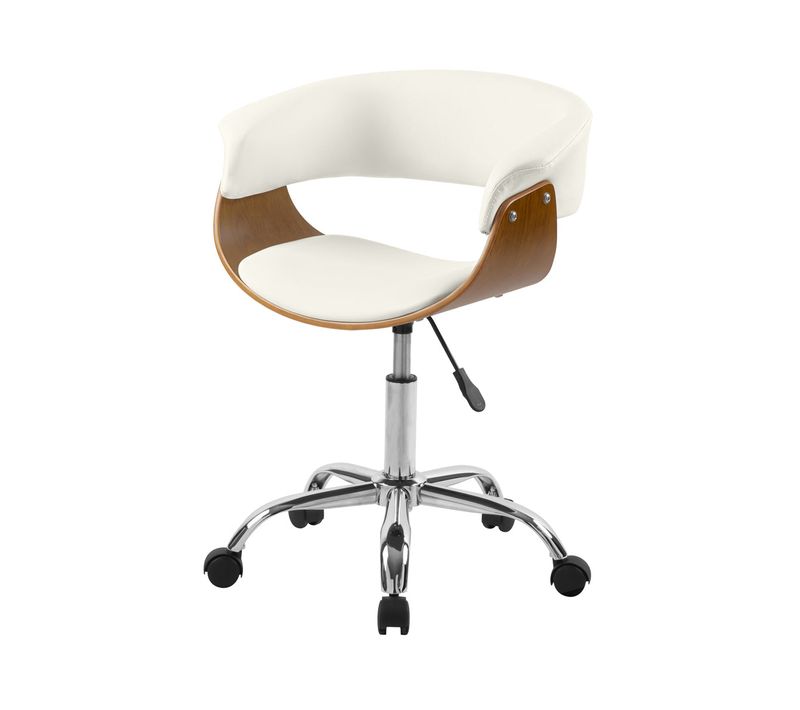 Chaise De Bureau Pivotante En Bois Et Pu Blanc - Basile