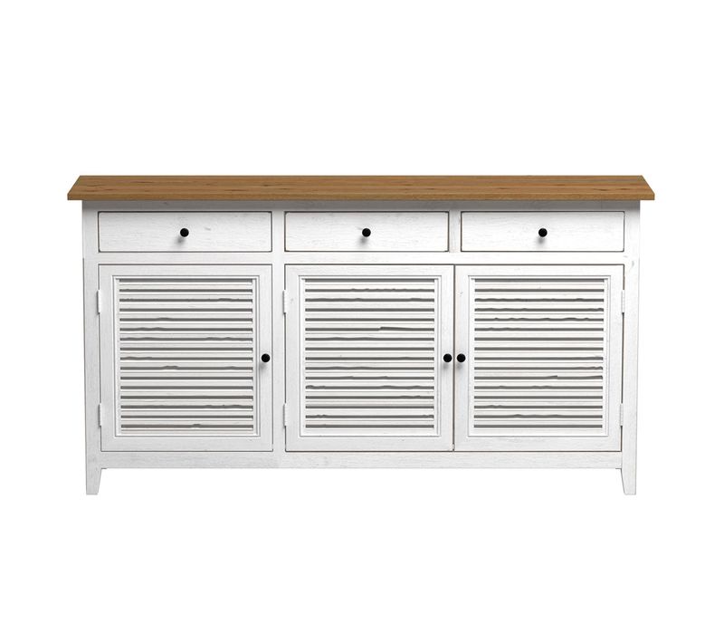 Buffet En Bois Recyclé Blanc Effet Vieilli - Casa