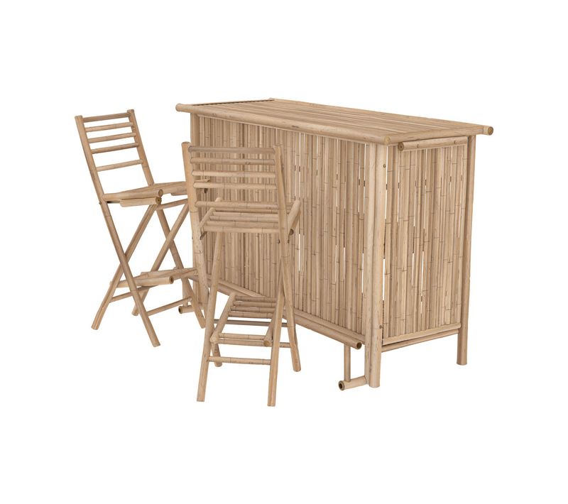 Ensemble Bar Et Chaise De Bar De Jardin En Bambou (lot De 2) - Vadella