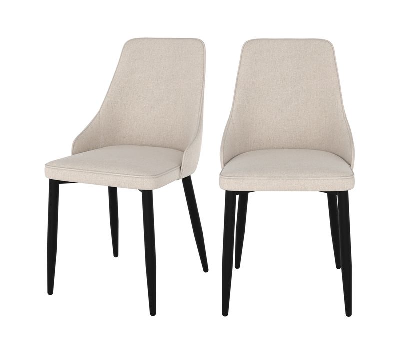 Lot De 2 Chaises En Tissu Beige Et Pieds En Métal - Pipo