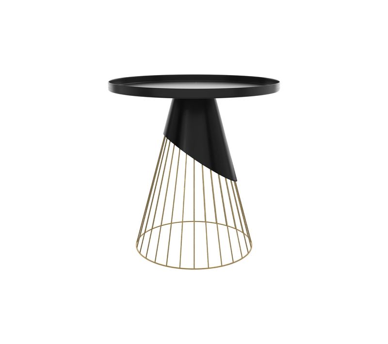 Table D'appoint Ronde En Métal Noir Et Laiton D45 Cm - Corry