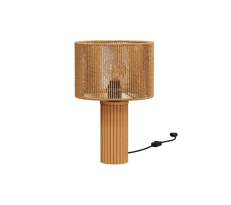 Lampe En Papier De Corde Et Socle En Rondin De Bois - Mira