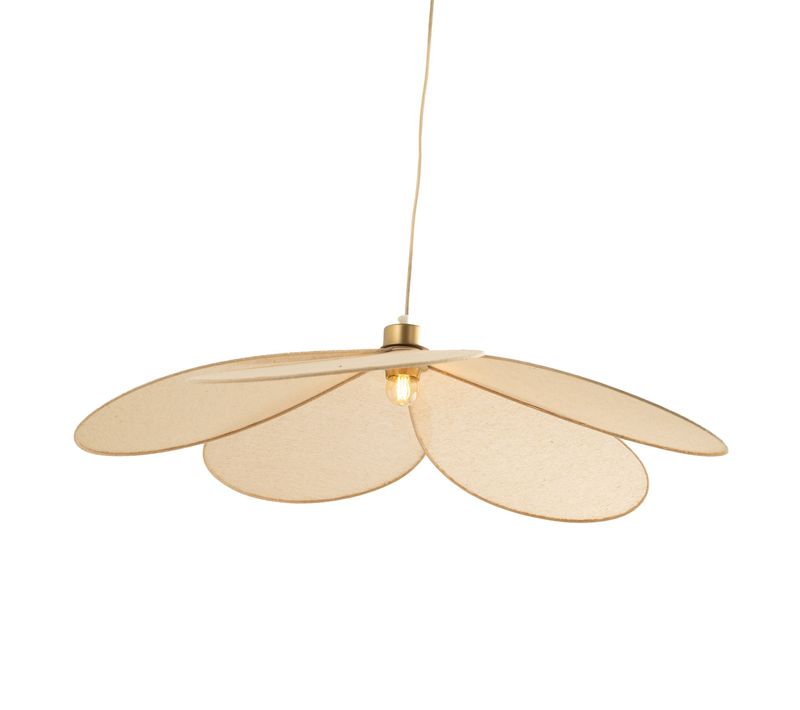 Suspension Pétale En Tissu Beige Et Métal Doré 75 Cm - Flora