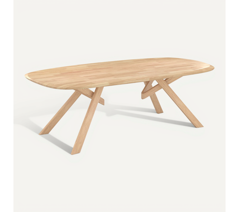Table Rectangulaire En Bois D'hévéa Massif Clair 8 Personnes - Merlin