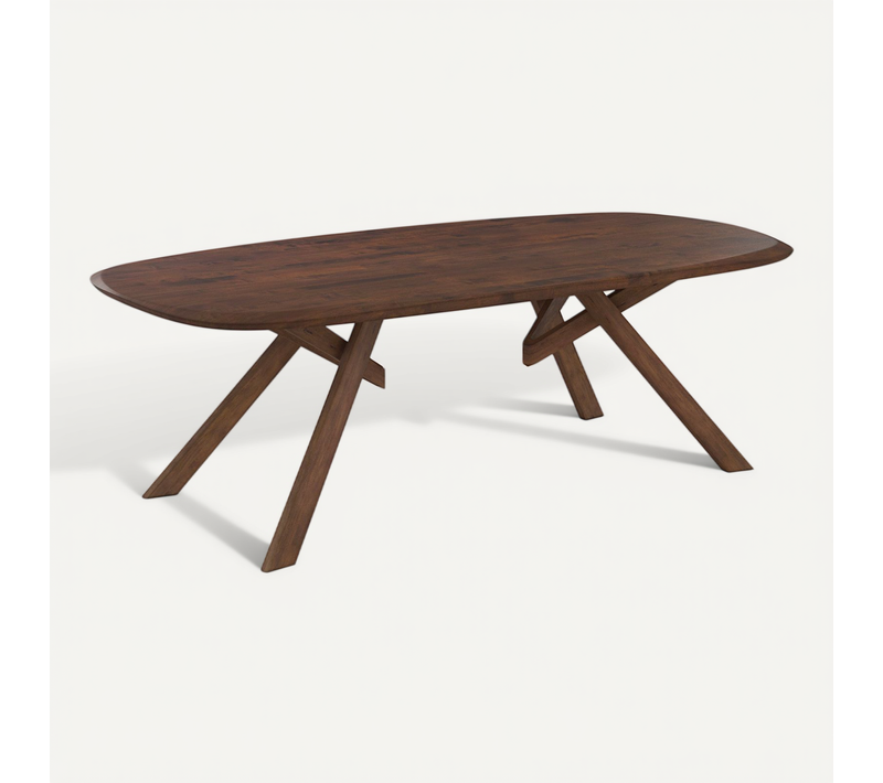 Table Rectangulaire En Bois D'hévéa Massif Foncé 8 Personnes - Merlin
